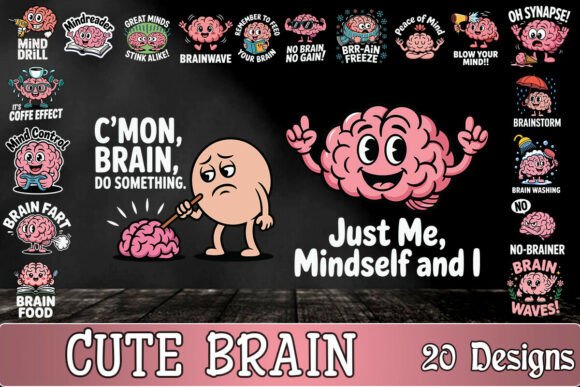 Cute Brain SVG Bundle Graphics for Crafts