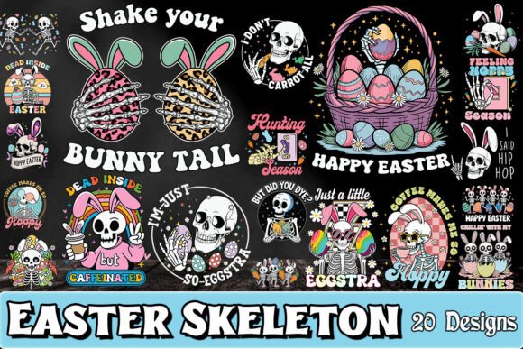 Skeleton Easter Graphics for Crafts